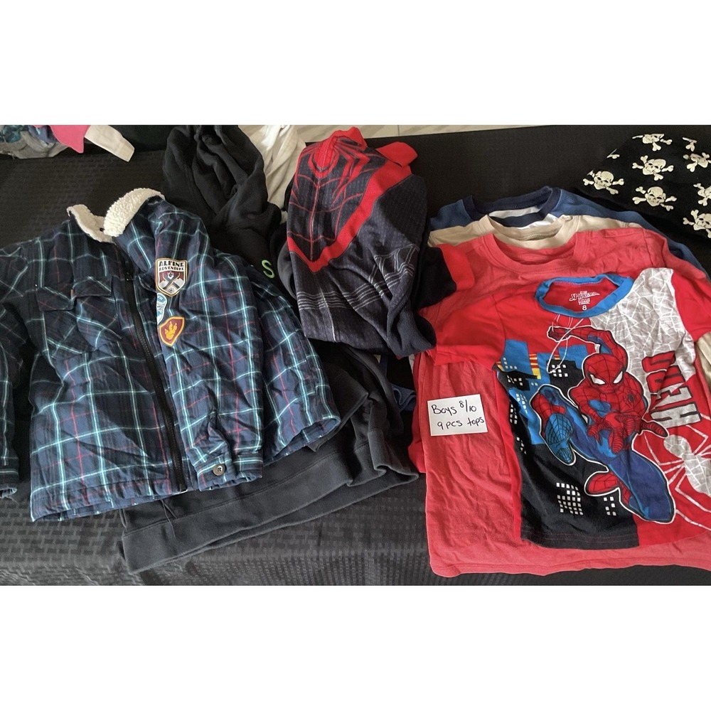 Mixed Brands Tops Lot Boys 8/10 Multicolor Spider-Man Nike Hoodies 9pc
